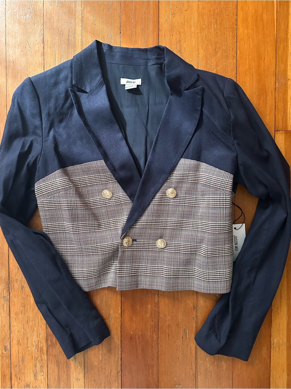 NWT Jason WU -Panel Navy Cropped Blazer - Women's Jacket - Picture 3 of 12